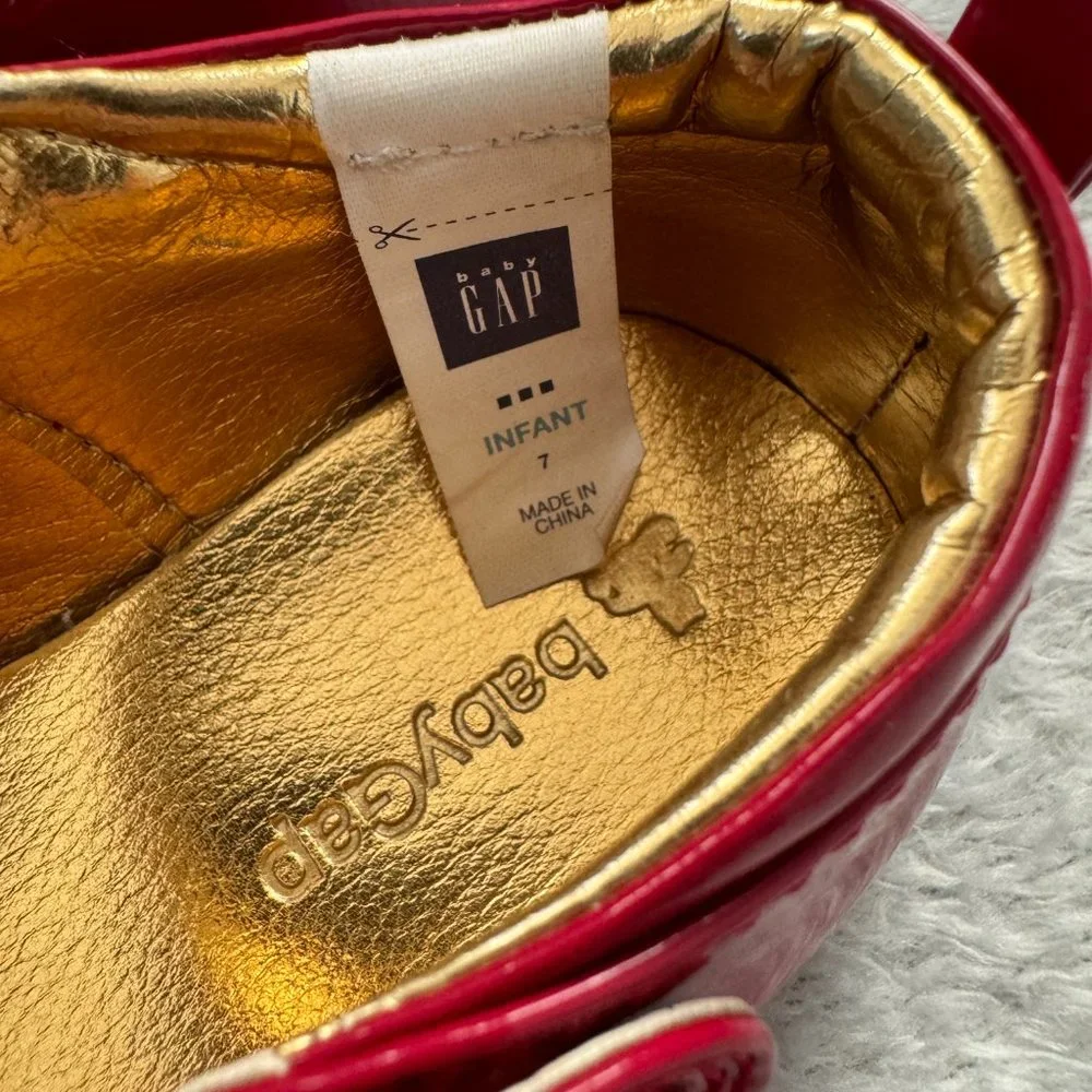 Baby Gap Red Patent Leather Oxford Flats Sz 7 EUC
